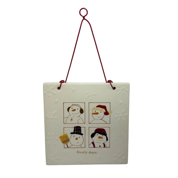 Hallmark "Frosty Days" Snowman Ceramic Hanging 6"X6" Hot Plate Trivet Tile Décor - Picture 1 of 12